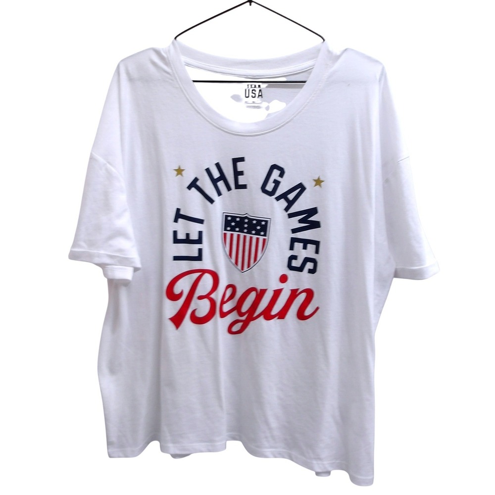 Team USA Olympics White Graphic T-Shirt Womens XL Red Blue‎  / $26395